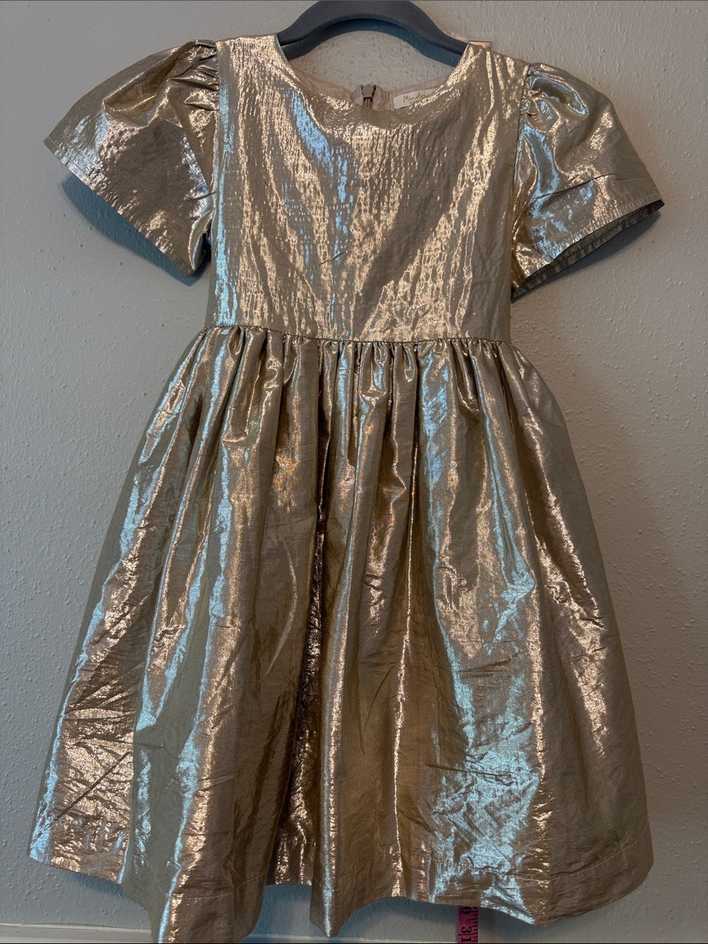 Mini Boden Metallic Rose Gold Party Dress